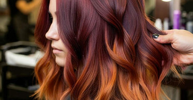 Professional stylist applying dimensional hair color technique