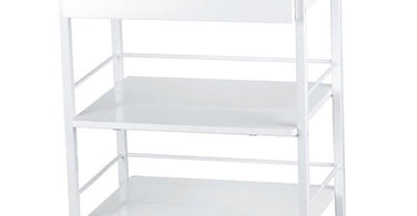 Silver Spa Nadja Beauty Trolley with Locking Drawer and 3 Shelves on a white background showcasing the rolling cart and storage shelves.