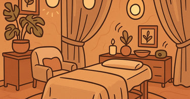 A calm and serene spa treatment room with soft, adjustable lighting, plush towels, and a comfortable massage table, demonstrating a neurodiversity-friendly environment