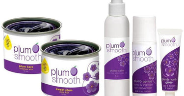 Plum Smooth Waxing Trial Kit featuring soft wax, stripless wax, and aftercare products