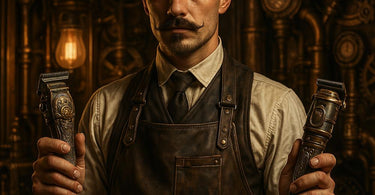 Professional barber using clippers and trimmers for precision hair grooming