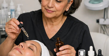 Proper serum layering sequence on a professional facial table at a spa