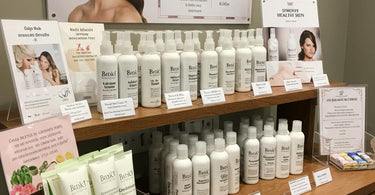 After-wax lotions displayed in a salon setting