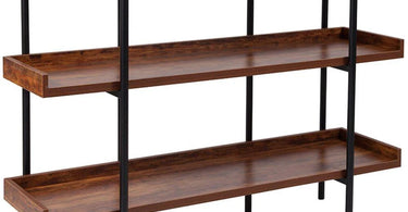 Rustic Wood Grain Finish Retail Display Shelf with Black Metal Frame by BIGA