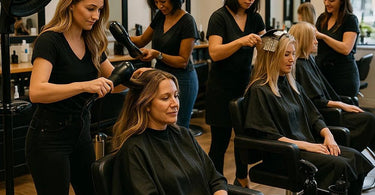 Professional salon equipment setup featuring massage tables, wax warmers, and manicure stations
