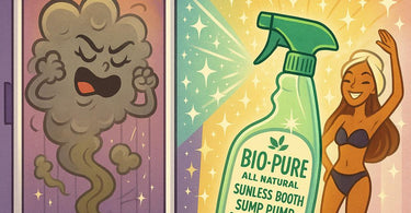Bio-Pure All Natural Sunless Booth Sump Pump and Drain Cleaner bottle with natural ingredients label