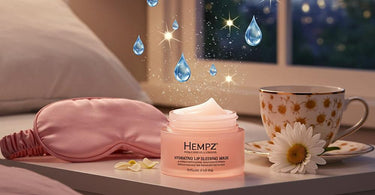 Hempz Hydrating Lip Sleeping Mask jar with lush pink formula and gold lid