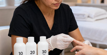 Selecting the right strength of peroxide for professional nail bleaching treatment in a spa setting