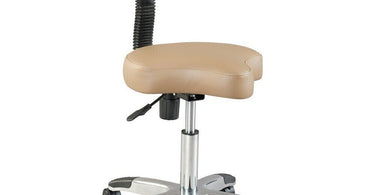 Silhouet-Tone Deluxe Contoured Air-Lift Stool with Backrest - Adjustable height salon stool with chrome base and padded seat for spa professionals