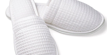 Boca Terry Women's White Closed Toe Basic Waffle Slippers displayed on Pure Spa Direct for wholesale spa and salon use.