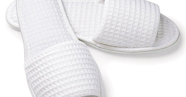 Boca Terry Open Toe Basic Waffle Slippers for Men in White