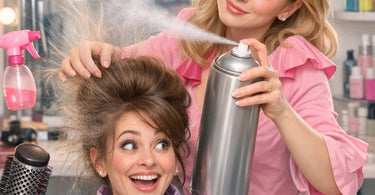 A compassionate hairstylist consulting with a client about hair thinning solutions in a modern salon setting