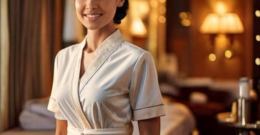 Spa technician in a luxurious yacht spa room