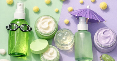 A serene spa treatment room showing gentle hands applying a calming green gel mask to a client's relaxed face, symbolizing relief for reactive spring skin.