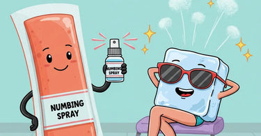 Gigi Anaesthetic Numbing Spray bottle with waxing supplies in a spa setting