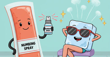 Gigi Anaesthetic Numbing Spray bottle with waxing supplies in a spa setting