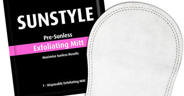 Sunstyle Sunless Exfoliating Mitt for professional spray tan preparation and body exfoliation