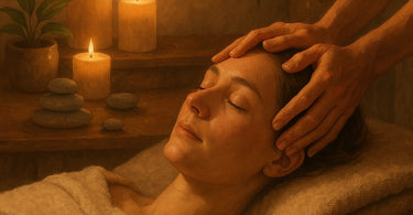 Therapist providing comforting hand massage to client in serene spa environment