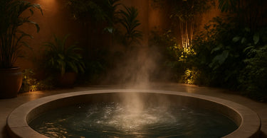 A spa professional carefully testing water temperature for a client treatment