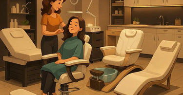 Luxury salon furniture setup showing comfortable and stylish chairs and stations in a high-end spa environment