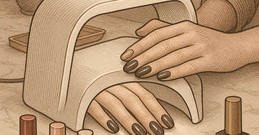 Professional LED nail lamps curing gel polish in a modern salon setting