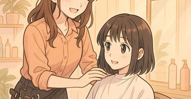 Hairstylist comforting a client in the salon chair, creating a moment of trust and reassurance