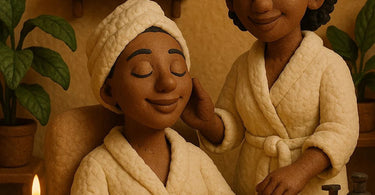 Spa professional consulting with a client who has brought a friend for support during their appointment