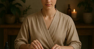 Beauty professional mindfully folding hair foils in a serene spa environment