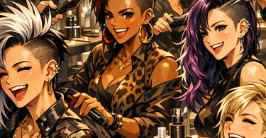 A modern, stylish woman with a chic long bob haircut smiling confidently, representing the empowering new version of the mom cut