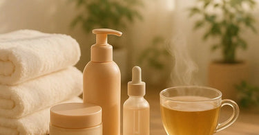 Professional spa treatment with client enjoying facial steam while esthetician prepares products for extended results