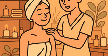 A spa professional smiling warmly and giving a thumbs up to a relaxed client at the end of a treatment, symbolizing positive feedback and a successful service experience.