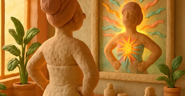 A spa professional turning a mirror to reveal a client's beautiful new hairstyle, both smiling with genuine joy and connection