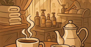 Spa professional enjoying a relaxing tea break during a busy workday