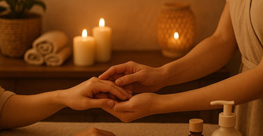 Spa professional comforting client during treatment demonstrating empathy and understanding