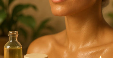 Esthetician examining client's skin closely during facial treatment demonstrating skin resilience assessment