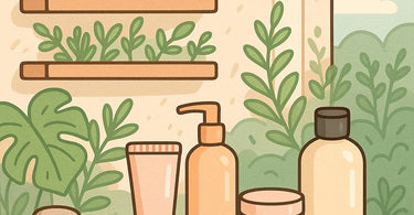 Collection of half-used skincare serums and products abandoned in bathroom cabinet representing the product graveyard phenomenon