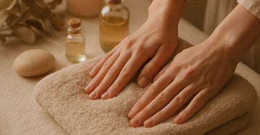 A spa professional's hands performing a soothing massage on a client's back in a serene treatment room.