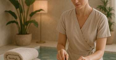 Spa manager and team members smiling in a modern wellness studio, representing a positive work environment that prevents quiet quitting