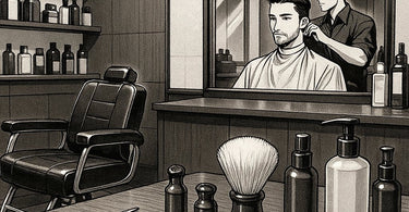Modern men enjoying various grooming services at a spa or salon