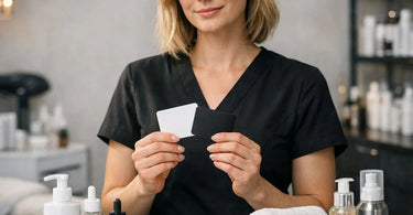 A cheerful spa owner holding a smartphone displaying a salon membership app with recurring revenue graphs and a loyal client reward heart icon.