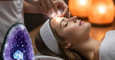 Gemstone energy in spa treatments, showcasing various crystals used in holistic wellness practices