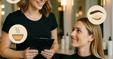 Stylist offering add-on services to a salon client for increased revenue