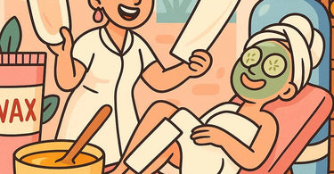 Professional esthetician performing a bikini wax with high-quality waxing supplies