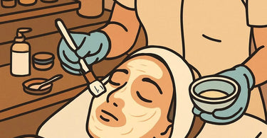 Professional esthetician performing a chemical peel treatment in a spa setting