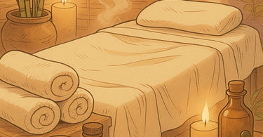 Professional spa therapist applying a detox body wrap treatment on a relaxed client