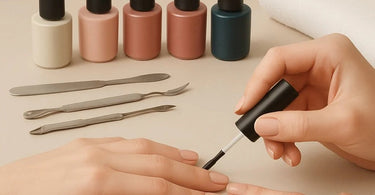 Professional gel polish manicure being applied with perfect precision