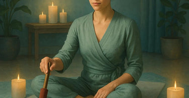 Professional sound bath therapy session with crystal singing bowls in a serene spa setting
