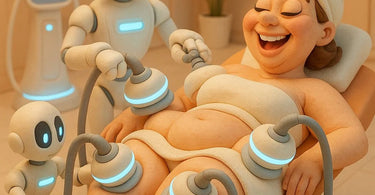 Woman receiving non-surgical body contouring treatment in a modern spa setting