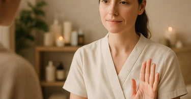 Spa professional having honest consultation with client about skincare products