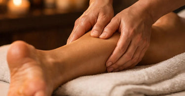 Close-up of a client's foot during a spa massage, capturing the subtle twitch that signals a desire for more pressure